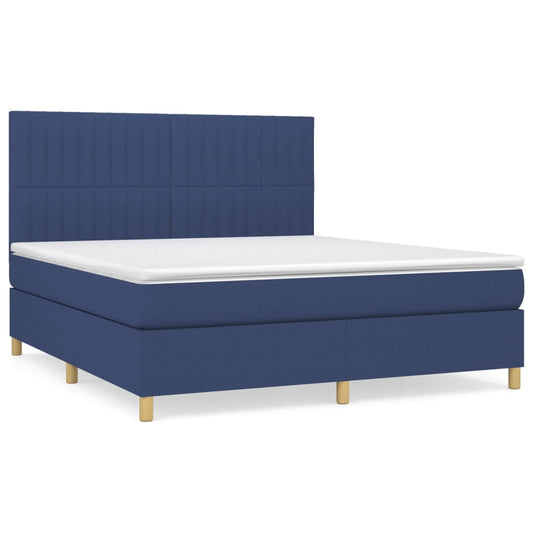 vidaXL Κρεβάτι Boxspring με Στρώμα Μπλε 160x200 εκ. Υφασμάτινο