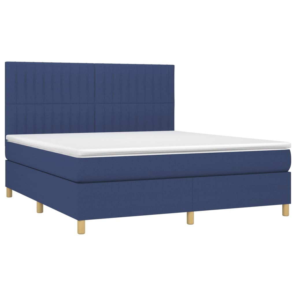 vidaXL Κρεβάτι Boxspring με Στρώμα Μπλε 160x200 εκ. Υφασμάτινο