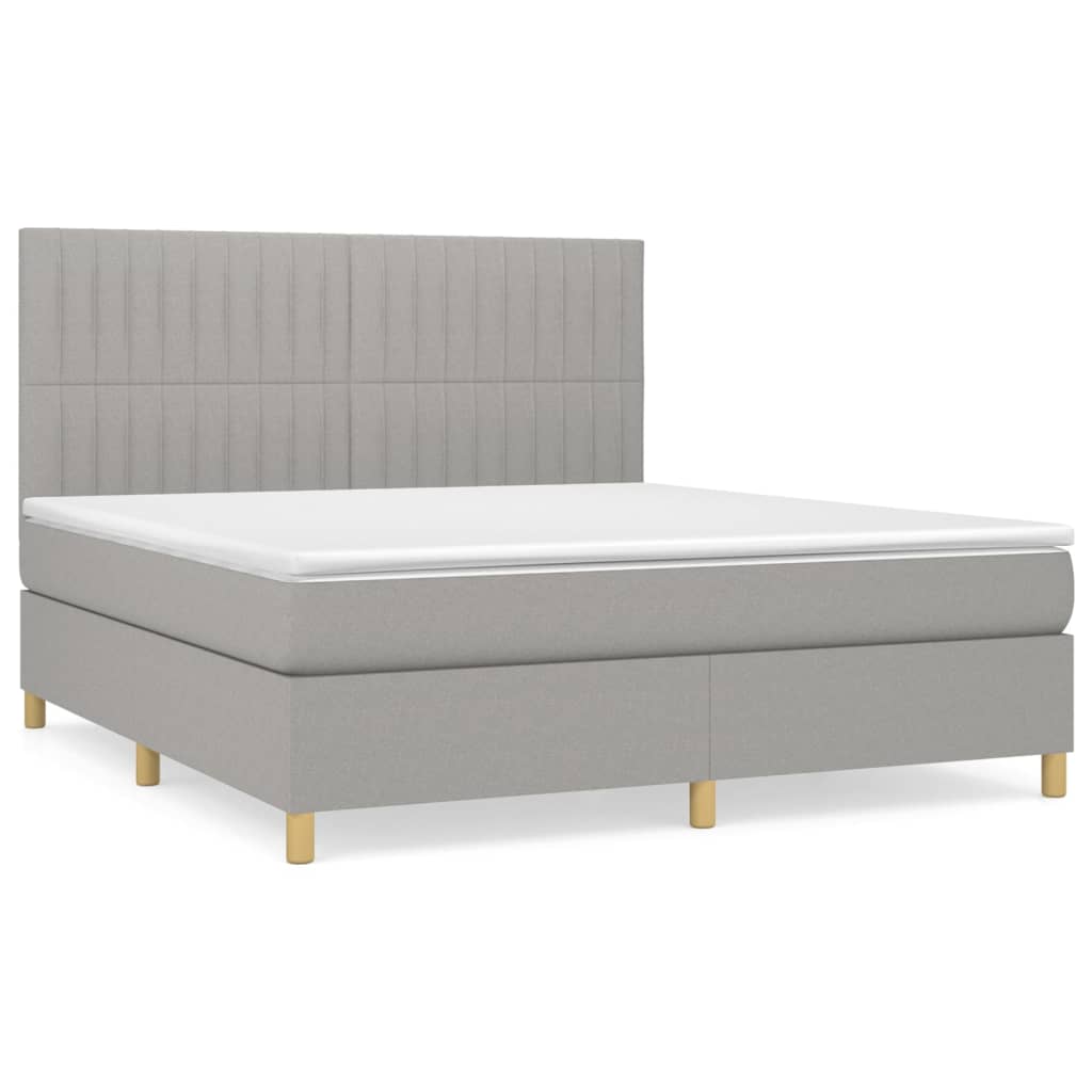 vidaXL Κρεβάτι Boxspring με Στρώμα Ανοιχτό Γκρι 180x200 εκ. Υφασμάτινο