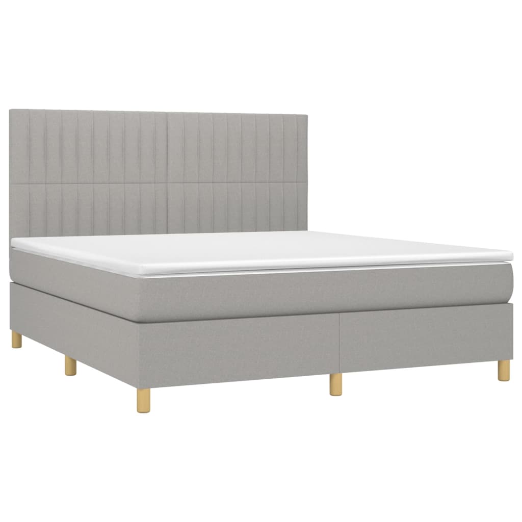 vidaXL Κρεβάτι Boxspring με Στρώμα Ανοιχτό Γκρι 180x200 εκ. Υφασμάτινο