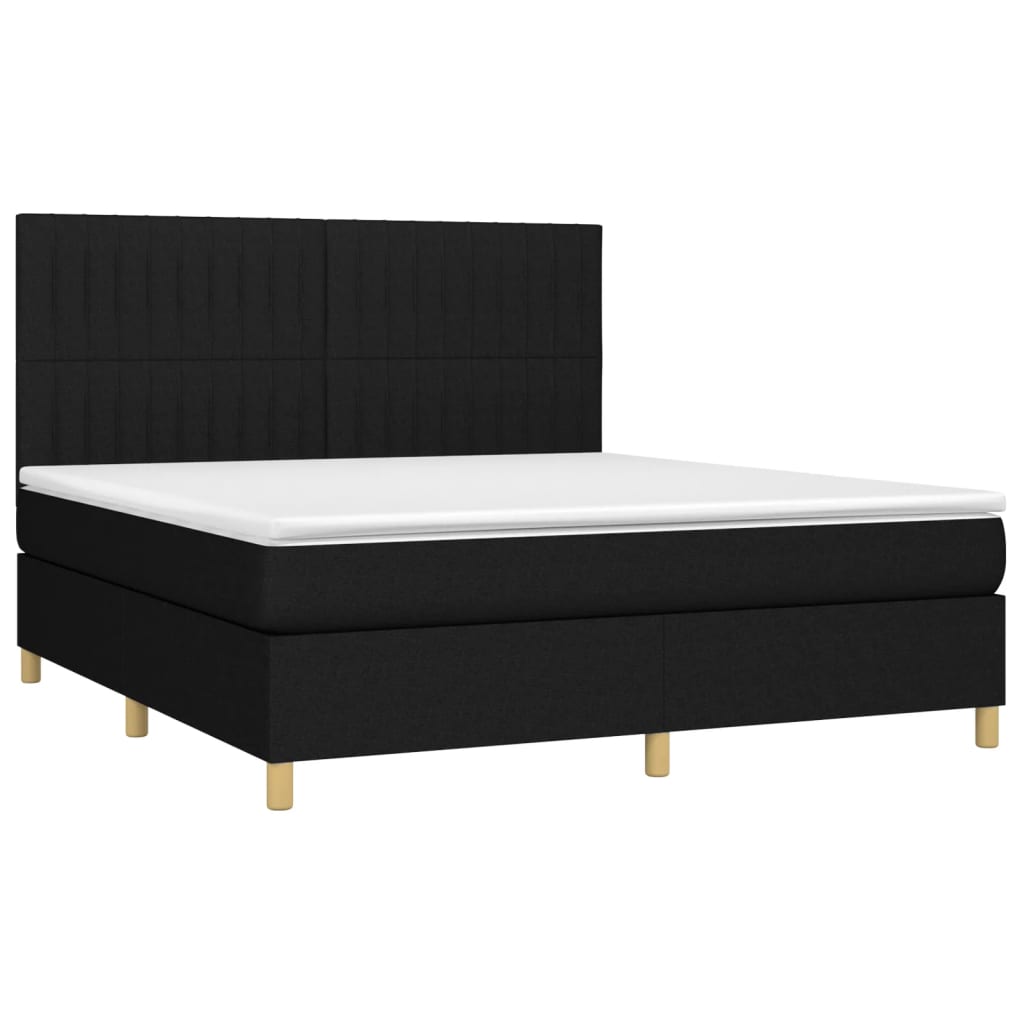 vidaXL Κρεβάτι Boxspring με Στρώμα Μαύρο 180x200 εκ. Υφασμάτινο