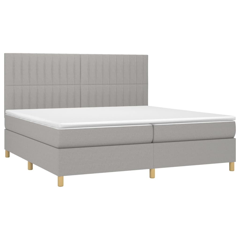 vidaXL Κρεβάτι Boxspring με Στρώμα Ανοιχτό Γκρι 200x200 εκ. Υφασμάτινο