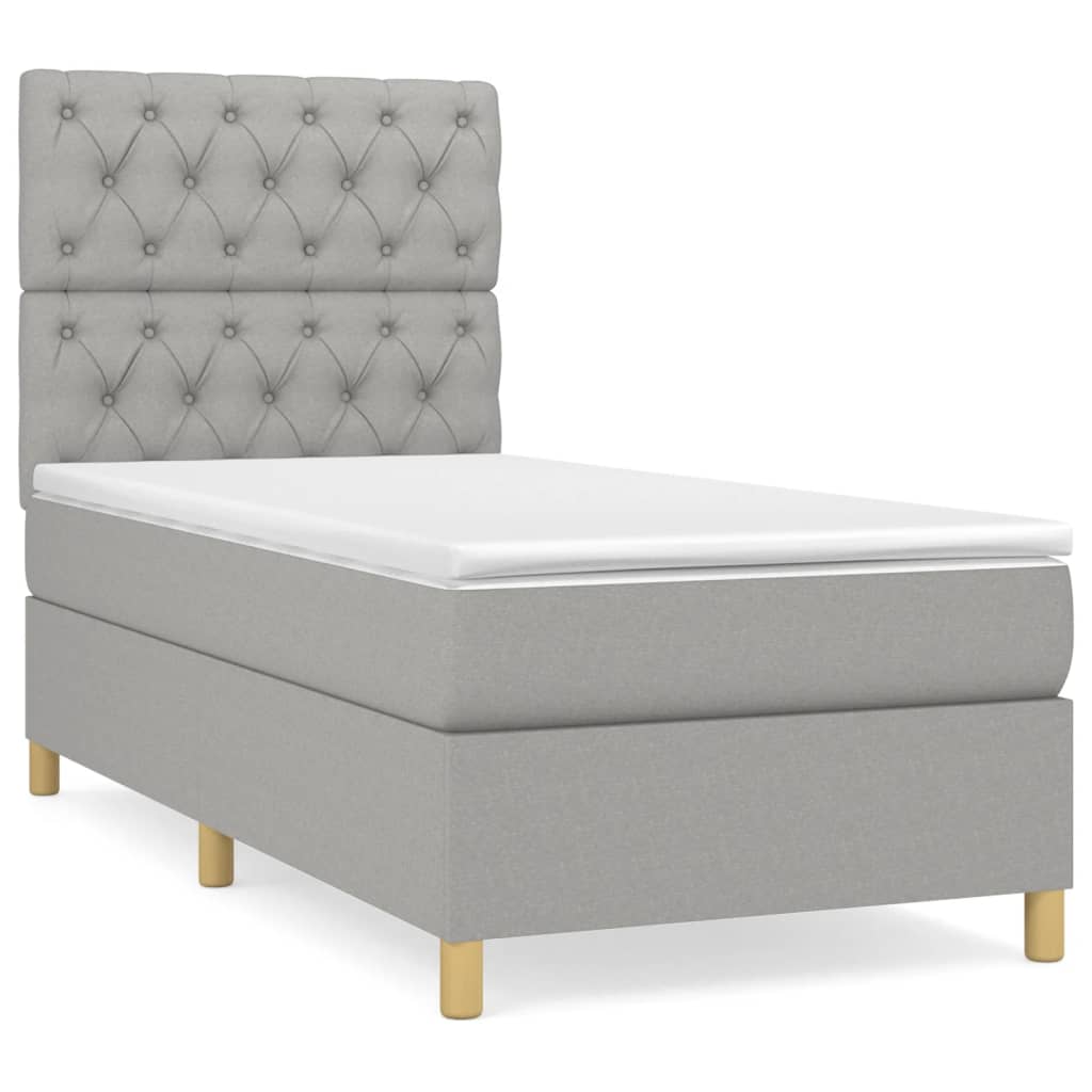 vidaXL Κρεβάτι Boxspring με Στρώμα Ανοιχτό Γκρι 80x200 εκ. Υφασμάτινο