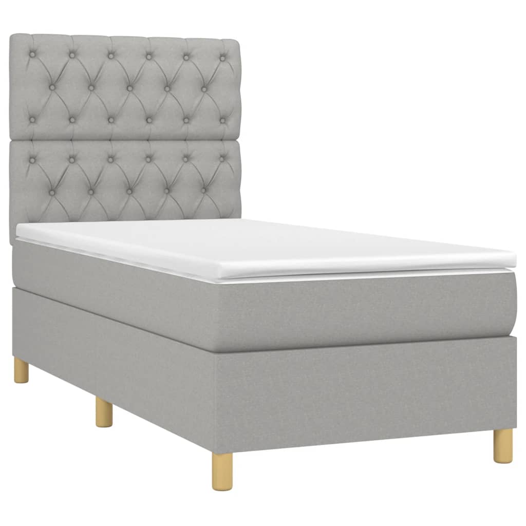 vidaXL Κρεβάτι Boxspring με Στρώμα Ανοιχτό Γκρι 80x200 εκ. Υφασμάτινο