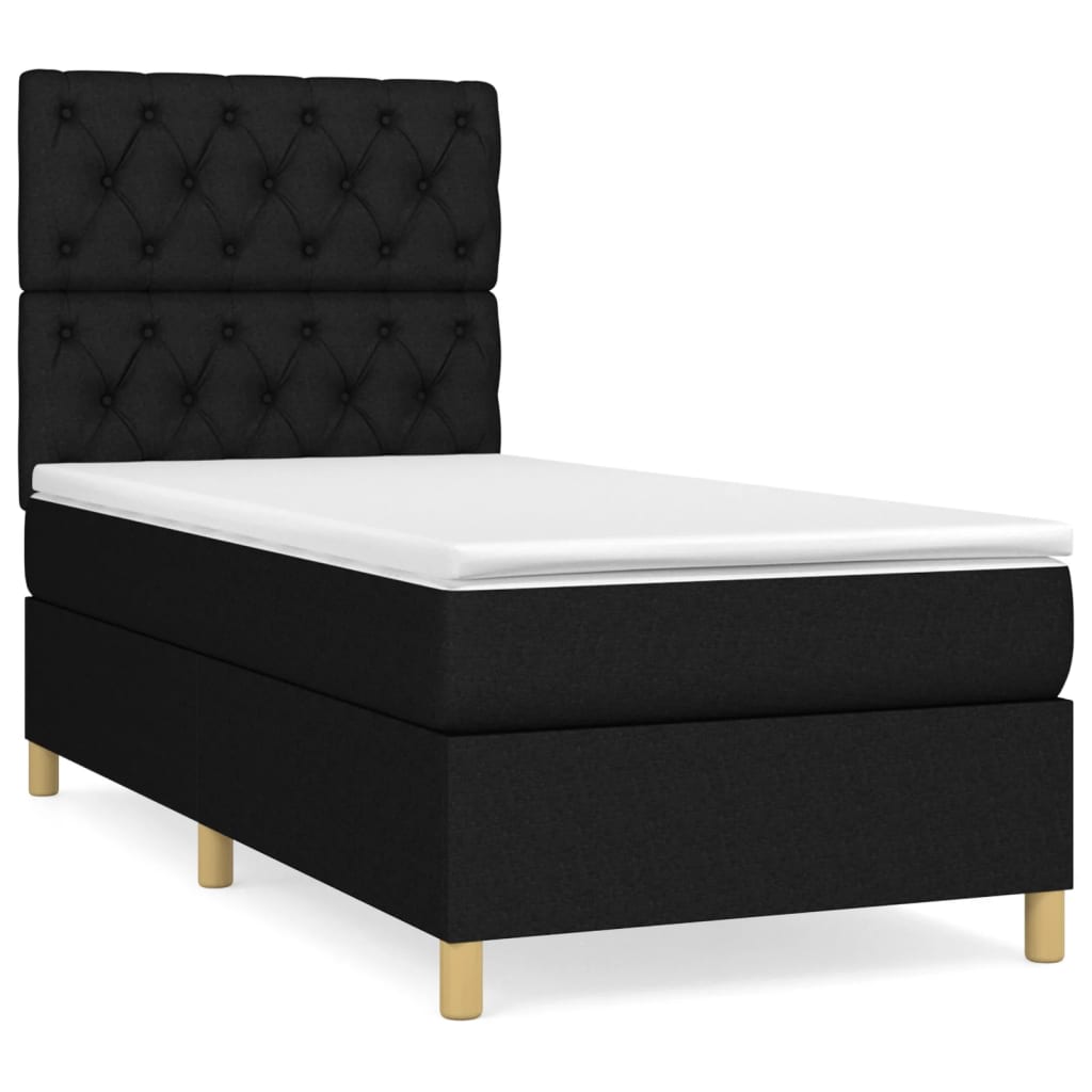 vidaXL Κρεβάτι Boxspring με Στρώμα Μαύρο 80 x 200 εκ. Υφασμάτινο