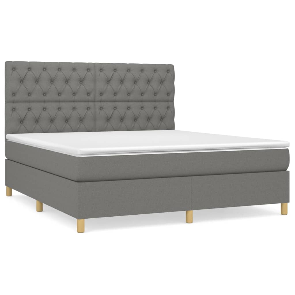 vidaXL Κρεβάτι Boxspring με Στρώμα Σκούρο Γκρι 160x200 εκ Υφασμάτινο