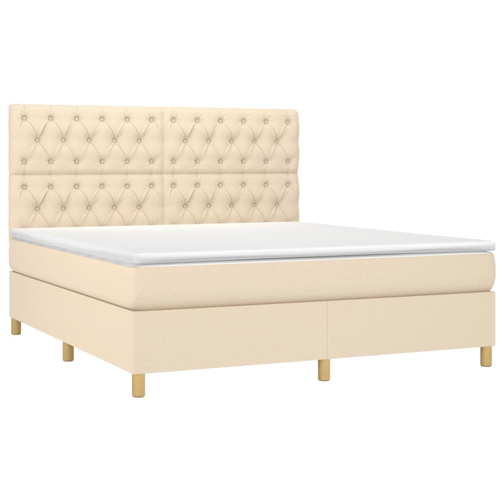 vidaXL Κρεβάτι Boxspring με Στρώμα Κρεμ 160x200 εκ. Υφασμάτινο