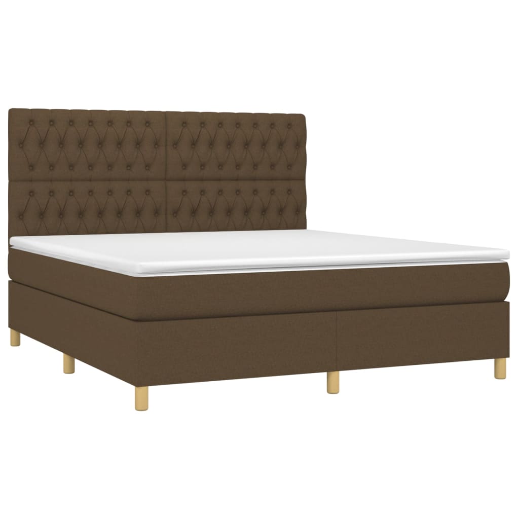 vidaXL Κρεβάτι Boxspring με Στρώμα Σκούρο Καφέ 180x200 εκ Υφασμάτινο