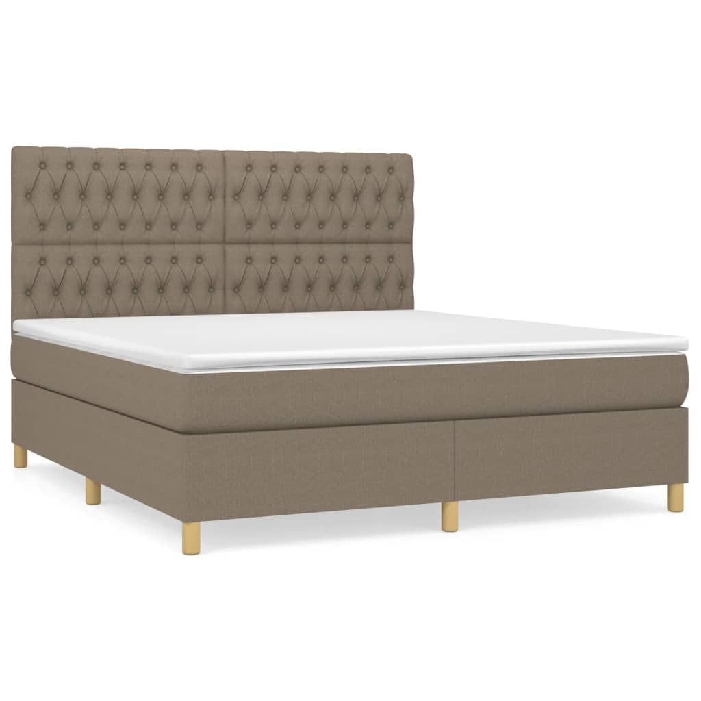 vidaXL Κρεβάτι Boxspring με Στρώμα Taupe 180x200 εκ. Υφασμάτινο