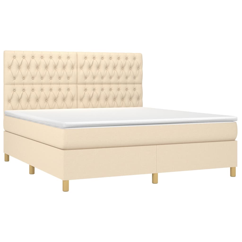 vidaXL Κρεβάτι Boxspring με Στρώμα Κρεμ 180x200 εκ. Υφασμάτινο