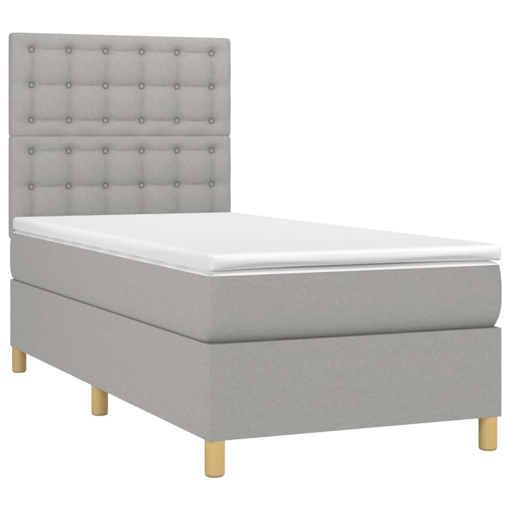 vidaXL Κρεβάτι Boxspring με Στρώμα Ανοιχτό Γκρι 80x200 εκ. Υφασμάτινο