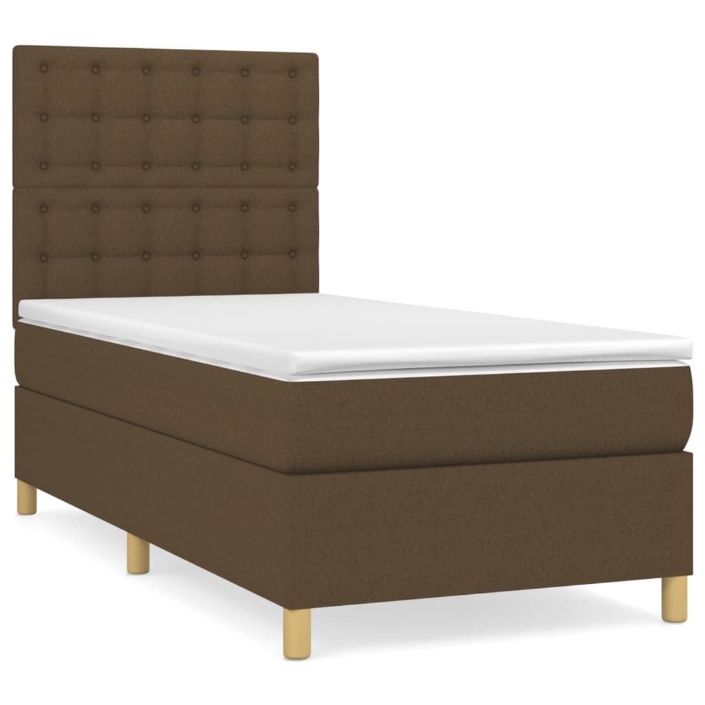 vidaXL Κρεβάτι Boxspring με Στρώμα Σκούρο Καφέ 80x200 εκ. Υφασμάτινο