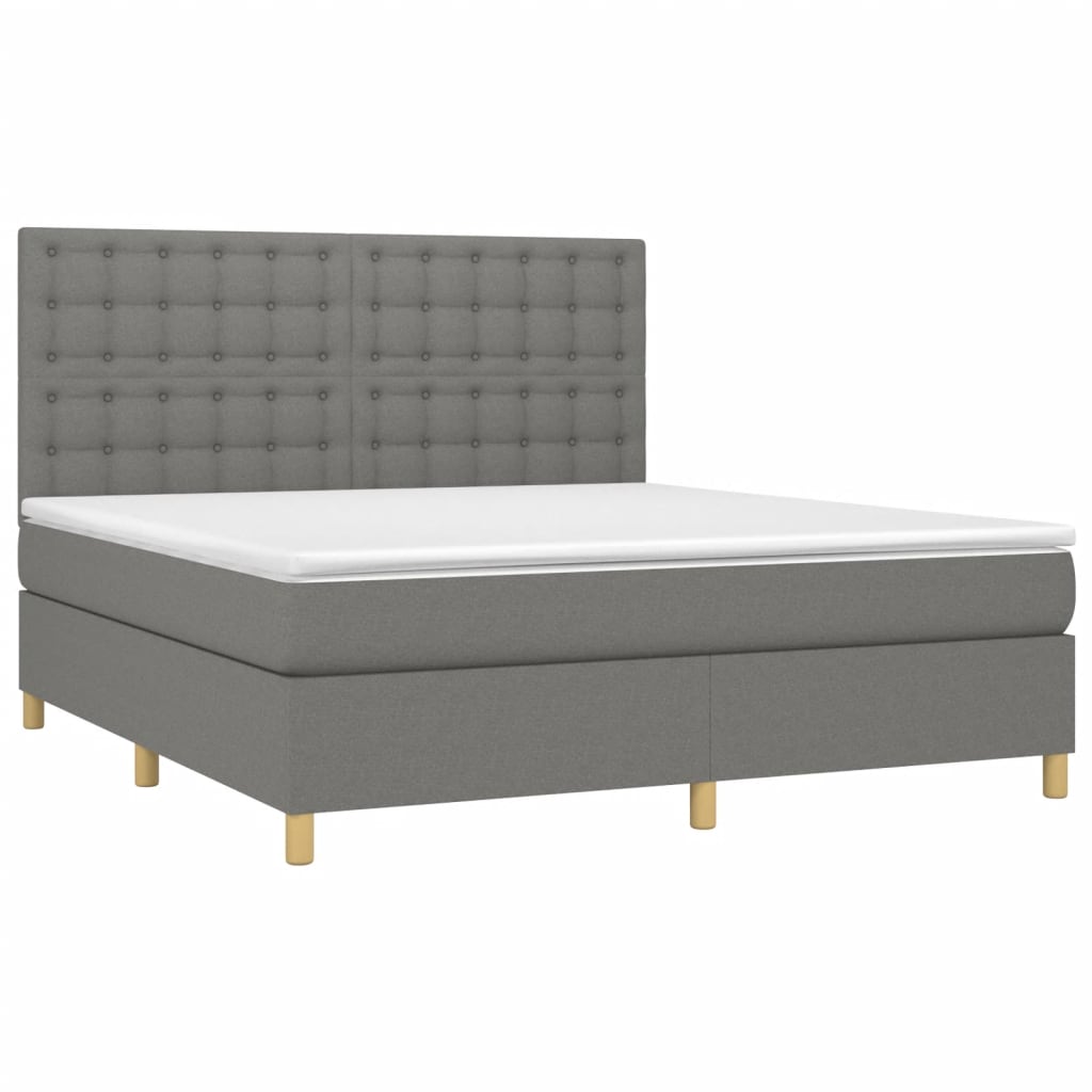 vidaXL Κρεβάτι Boxspring με Στρώμα Σκούρο Γκρι 160x200 εκ Υφασμάτινο