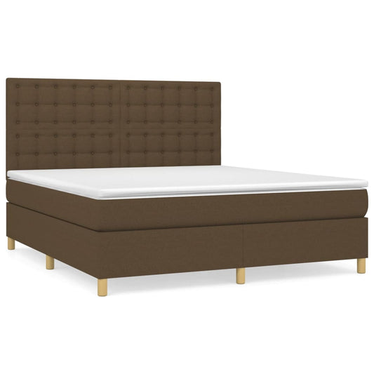 vidaXL Κρεβάτι Boxspring με Στρώμα Σκούρο Καφέ 160x200 εκ Υφασμάτινο