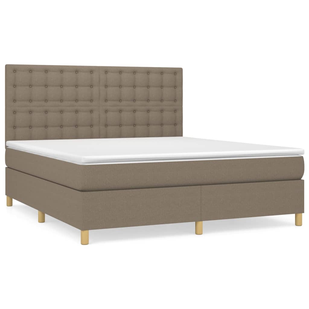 vidaXL Κρεβάτι Boxspring με Στρώμα Taupe 160x200 εκ. Υφασμάτινο