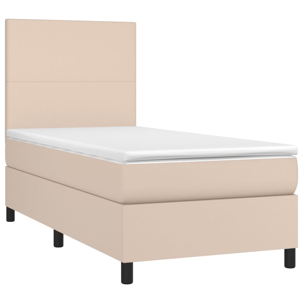 vidaXL Κρεβάτι Boxspring με Στρώμα Καπουτσίνο 100x200εκ.από Συνθ.Δέρμα