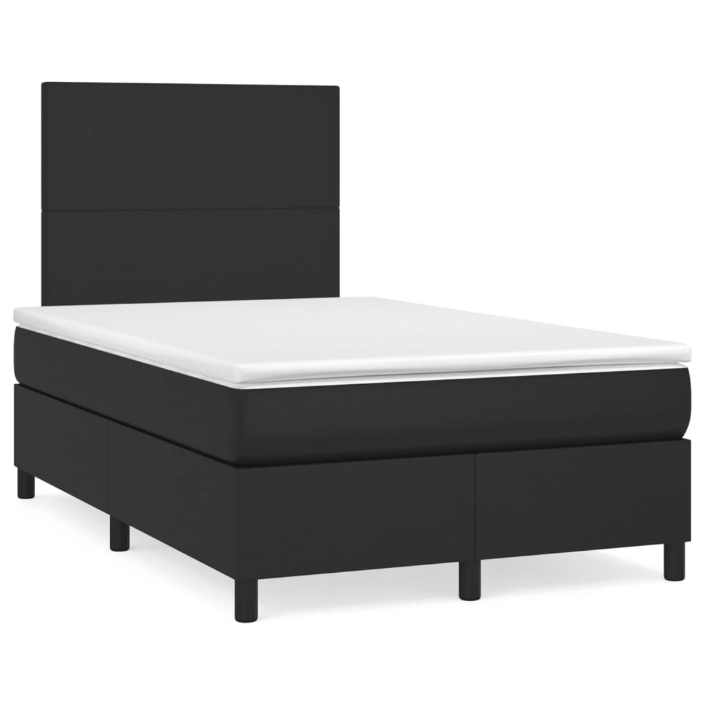 vidaXL Κρεβάτι Boxspring με Στρώμα Μαύρο 120 x 200 εκ. Συνθετικό Δέρμα