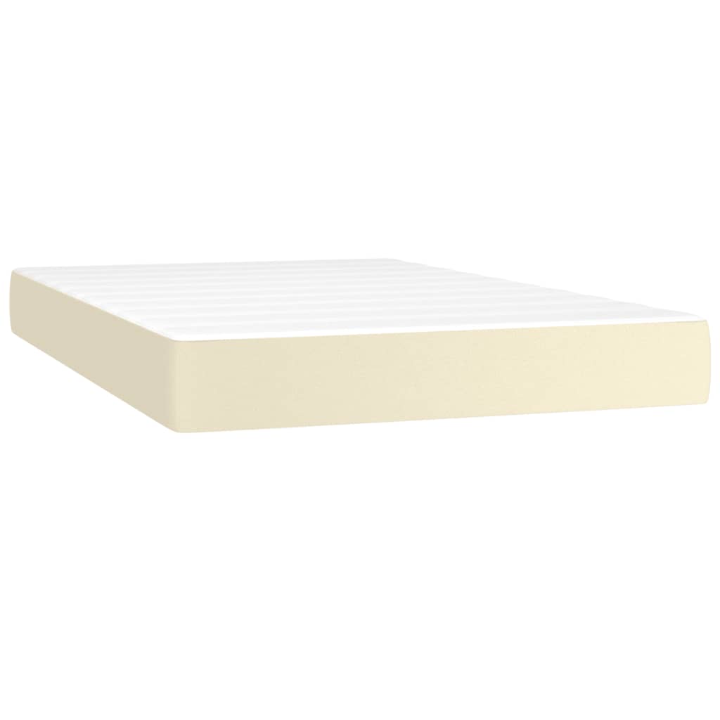 vidaXL Κρεβάτι Boxspring με Στρώμα Κρεμ 120x200εκ. από Συνθετικό Δέρμα