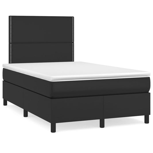 vidaXL Κρεβάτι Boxspring με Στρώμα Μαύρο 120 x 200 εκ. Συνθετικό Δέρμα