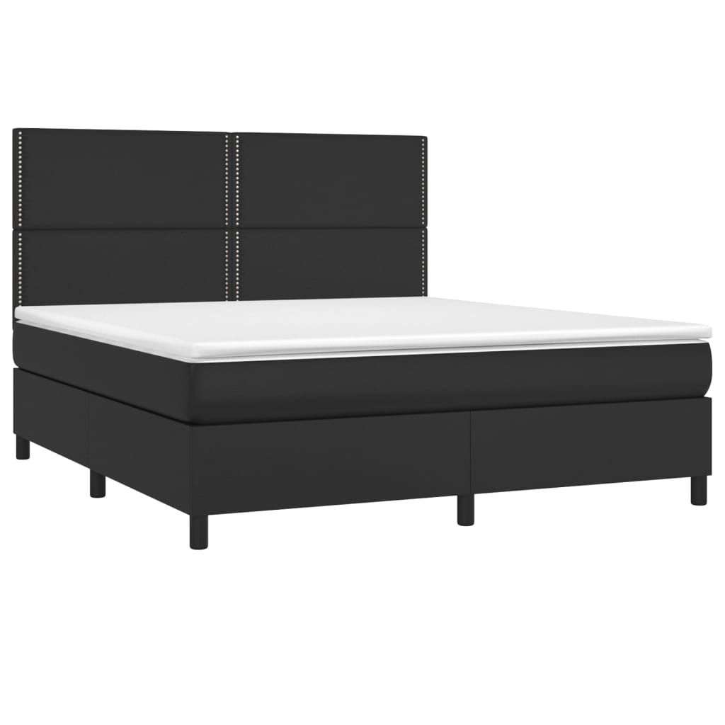 vidaXL Κρεβάτι Boxspring με Στρώμα Μαύρο 180x200εκ.από Συνθετικό Δέρμα