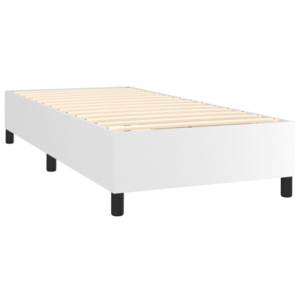 vidaXL Κρεβάτι Boxspring με Στρώμα Λευκό 80 x 200 εκ. Συνθετικό Δέρμα