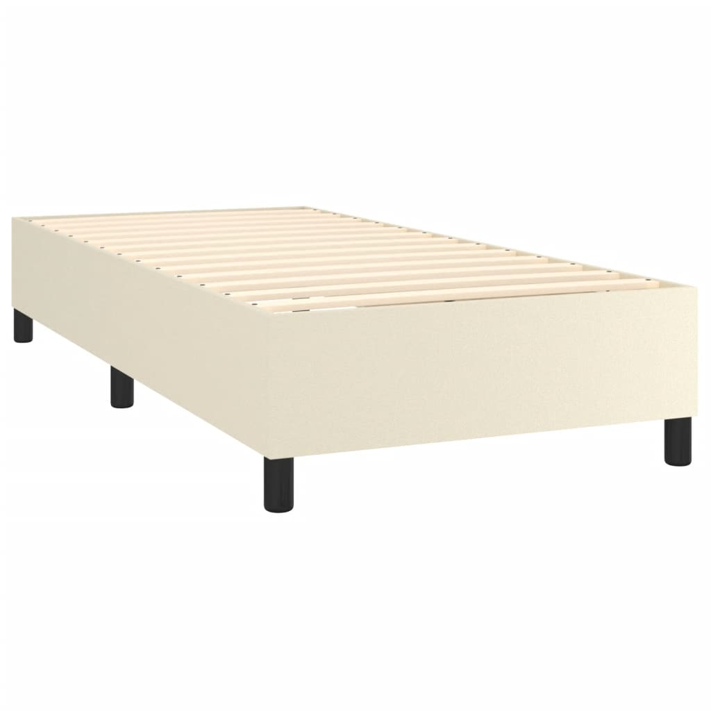 vidaXL Κρεβάτι Boxspring με Στρώμα Κρεμ 90x190 εκ. από Συνθετικό Δέρμα