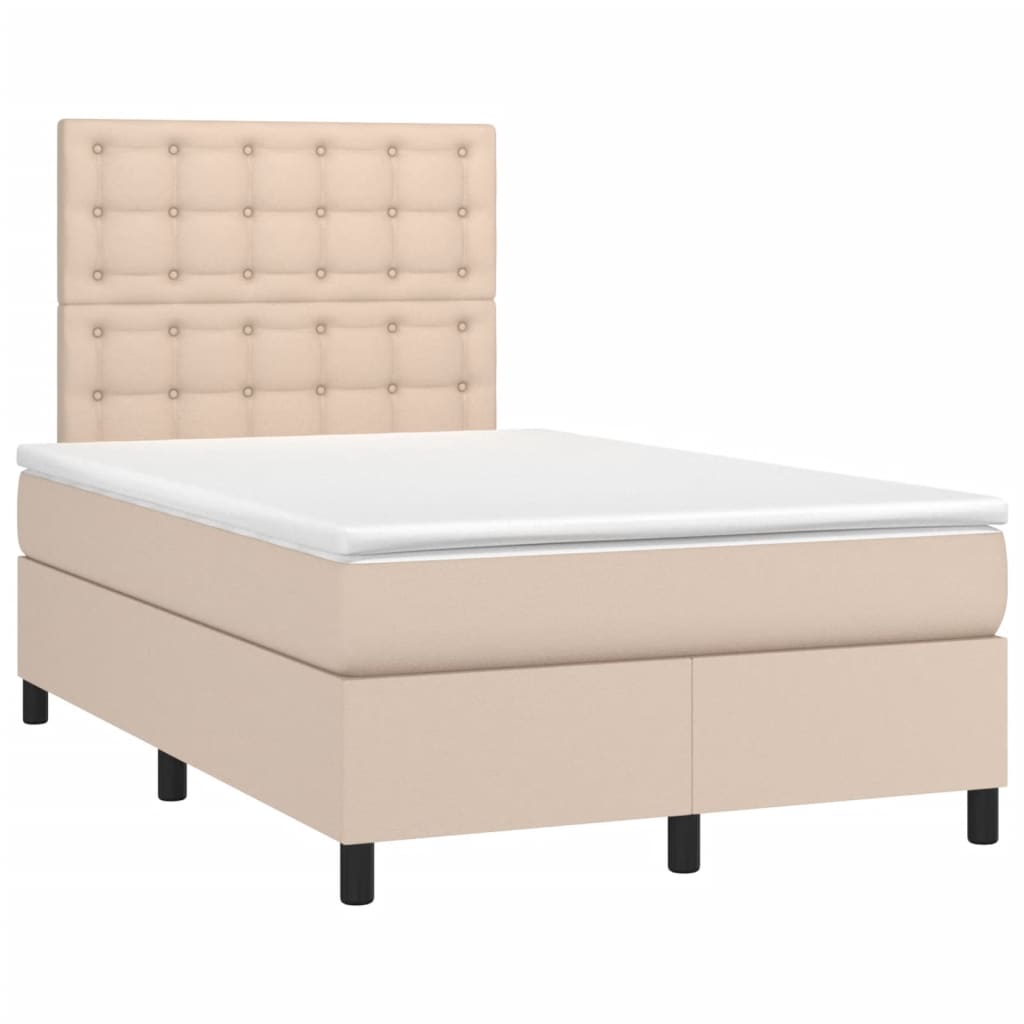 vidaXL Κρεβάτι Boxspring με Στρώμα Καπουτσίνο 120x200εκ.από Συνθ.Δέρμα