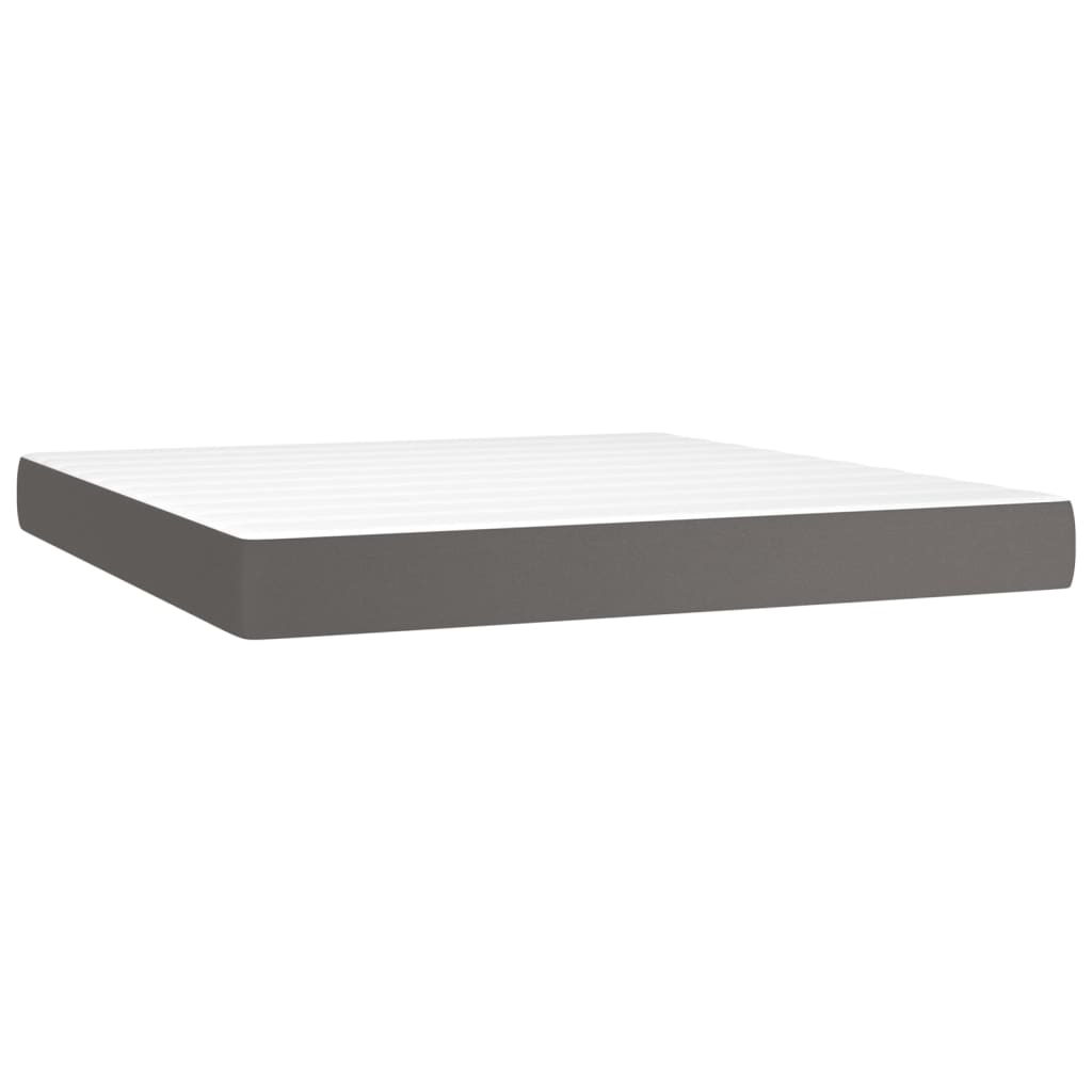 vidaXL Κρεβάτι Boxspring με Στρώμα Γκρι 160x200εκ. από Συνθετικό Δέρμα