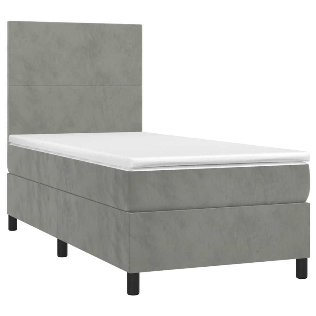 vidaXL Κρεβάτι Boxspring με Στρώμα Ανοιχτό Γκρι 80x200 εκ. Βελούδινο