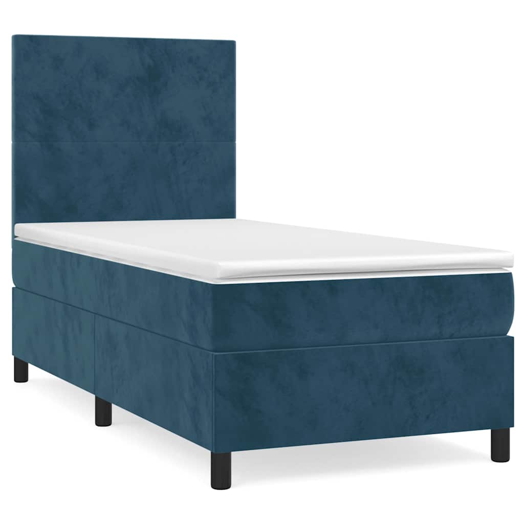 vidaXL Κρεβάτι Boxspring με Στρώμα Σκούρο Μπλε 80 x 200 εκ. Βελούδινο