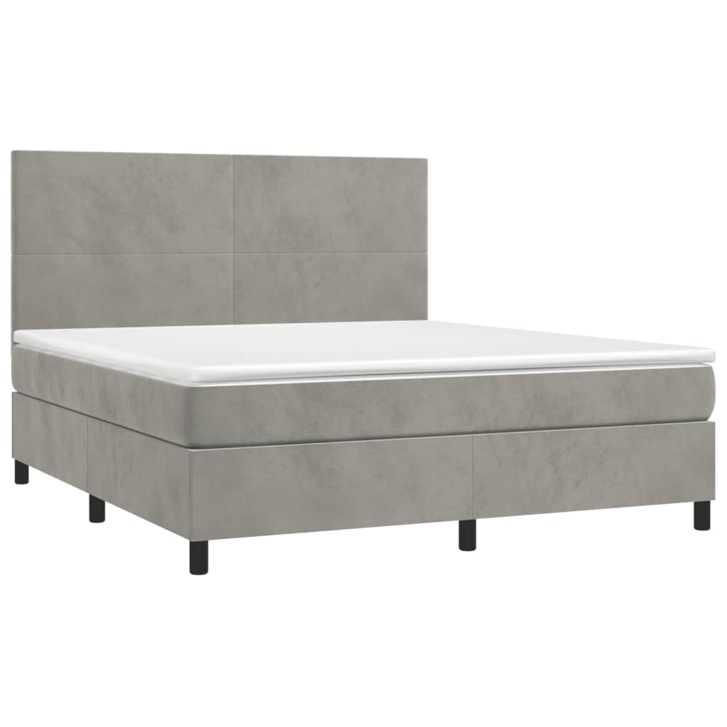 vidaXL Κρεβάτι Boxspring με Στρώμα Ανοιχτό Γκρι 160x200 εκ. Βελούδινο