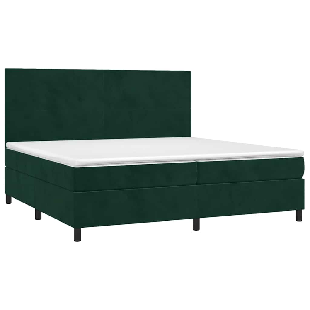 vidaXL Κρεβάτι Boxspring με Στρώμα Σκούρο Πράσινο 200x200εκ. Βελούδινο