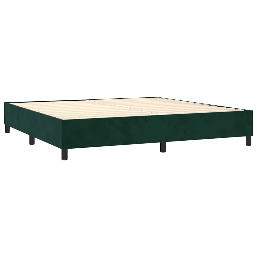 vidaXL Κρεβάτι Boxspring με Στρώμα Σκούρο Πράσινο 200x200εκ. Βελούδινο