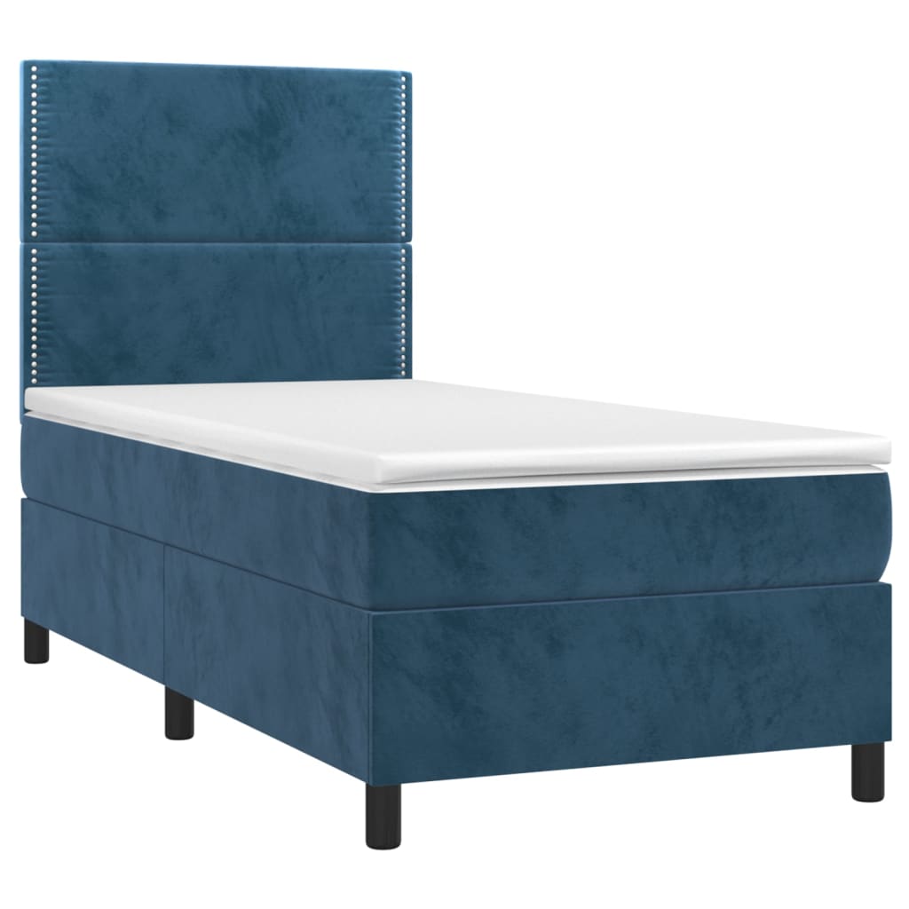 vidaXL Κρεβάτι Boxspring με Στρώμα Σκούρο Μπλε 80 x 200 εκ. Βελούδινο