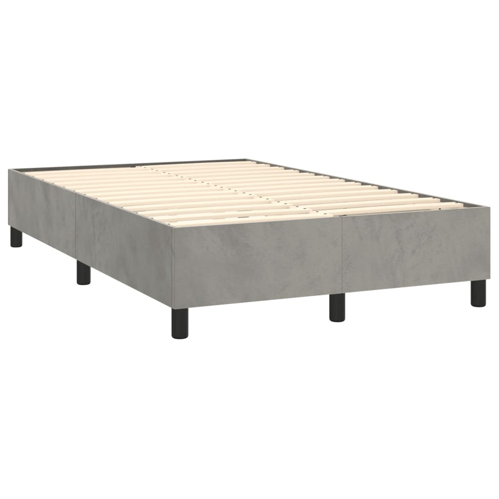 vidaXL Κρεβάτι Boxspring με Στρώμα Ανοιχτό Γκρι 120x200 εκ. Βελούδινο