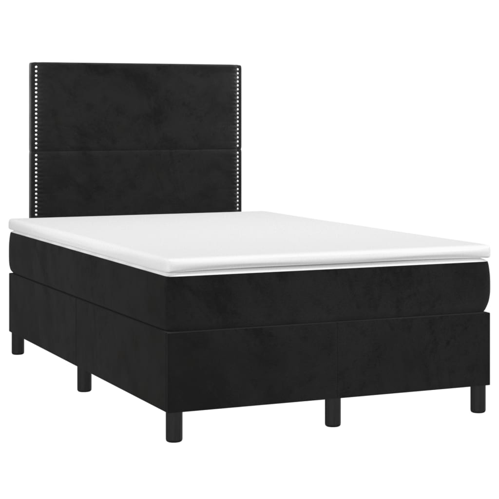 vidaXL Κρεβάτι Boxspring με Στρώμα Μαύρο 120 x 200 εκ. Βελούδινο