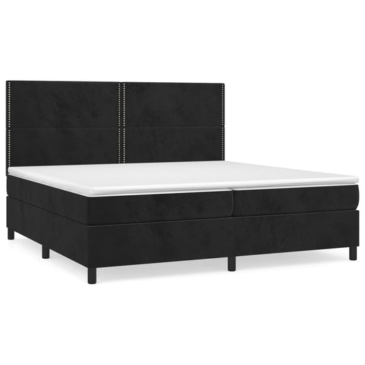 vidaXL Κρεβάτι Boxspring με Στρώμα Μαύρο 200x200 εκ. Βελούδινο