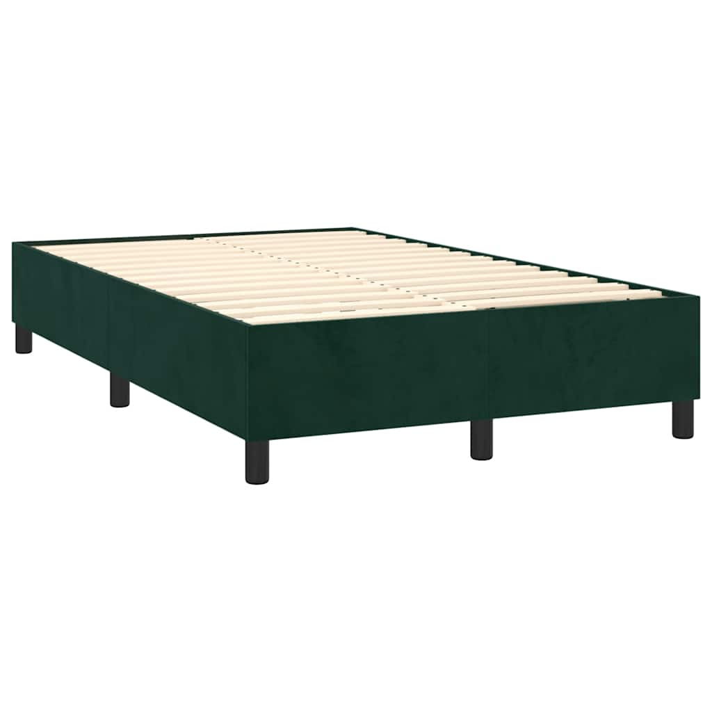 vidaXL Κρεβάτι Boxspring με Στρώμα Σκούρο Πράσινο 120x200εκ. Βελούδινο