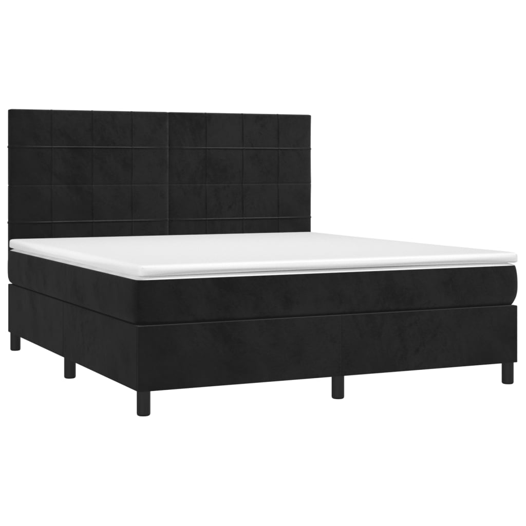 vidaXL Κρεβάτι Boxspring με Στρώμα Μαύρο 180x200 εκ. Βελούδινο