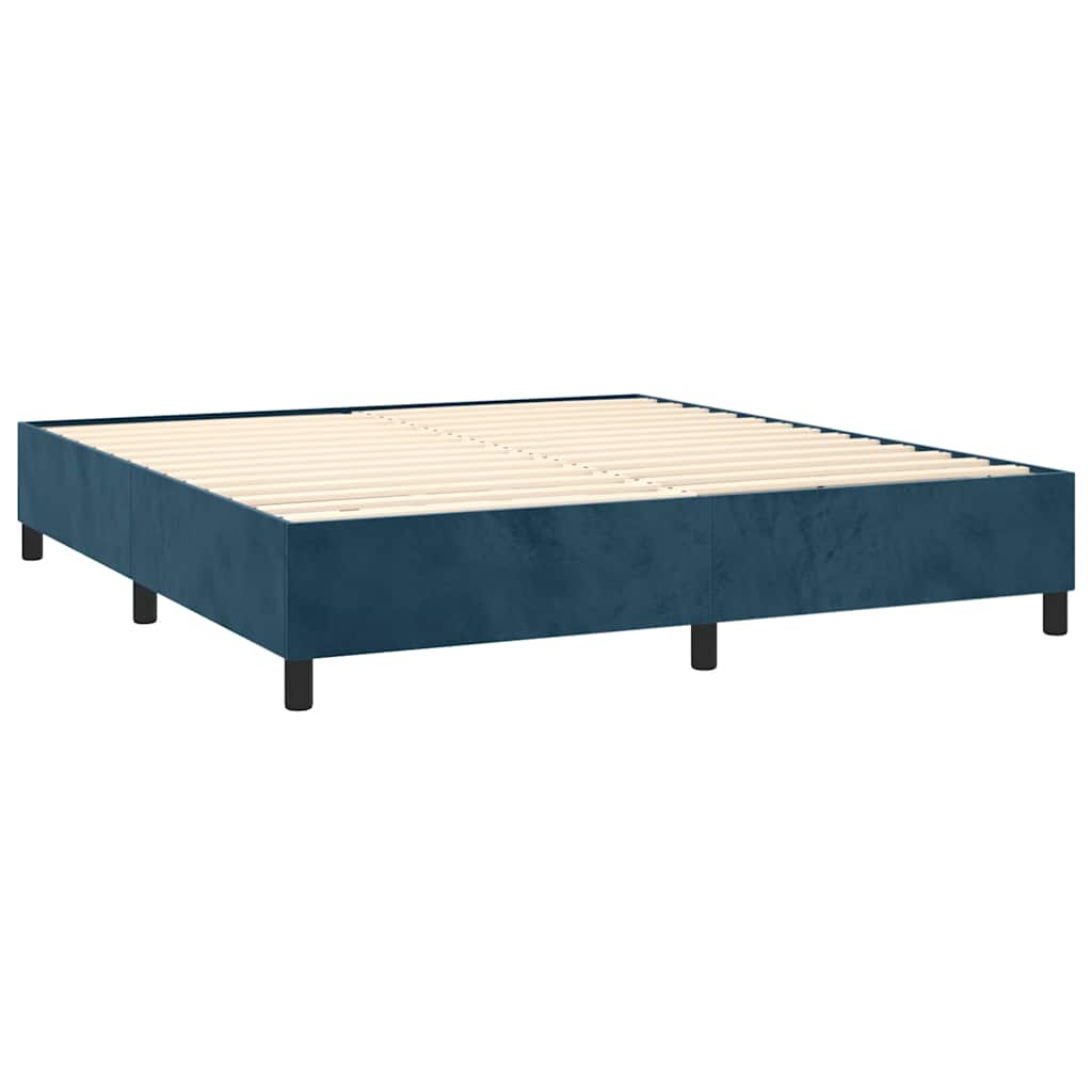 vidaXL Κρεβάτι Boxspring με Στρώμα Σκούρο Μπλε 180x200 εκ. Βελούδινο