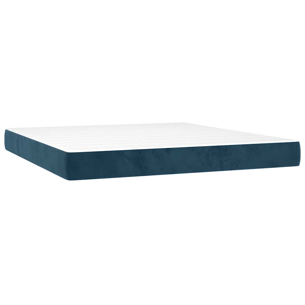 vidaXL Κρεβάτι Boxspring με Στρώμα Σκούρο Μπλε 180x200 εκ. Βελούδινο