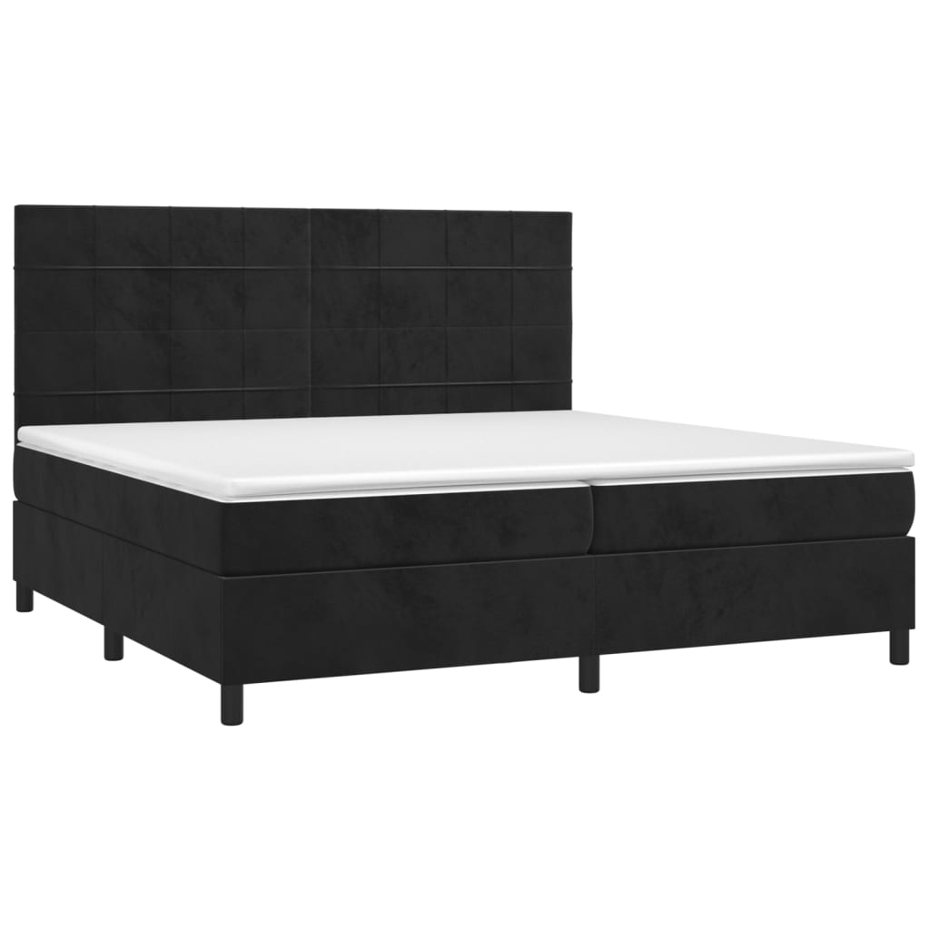 vidaXL Κρεβάτι Boxspring με Στρώμα Μαύρο 200x200 εκ. Βελούδινο