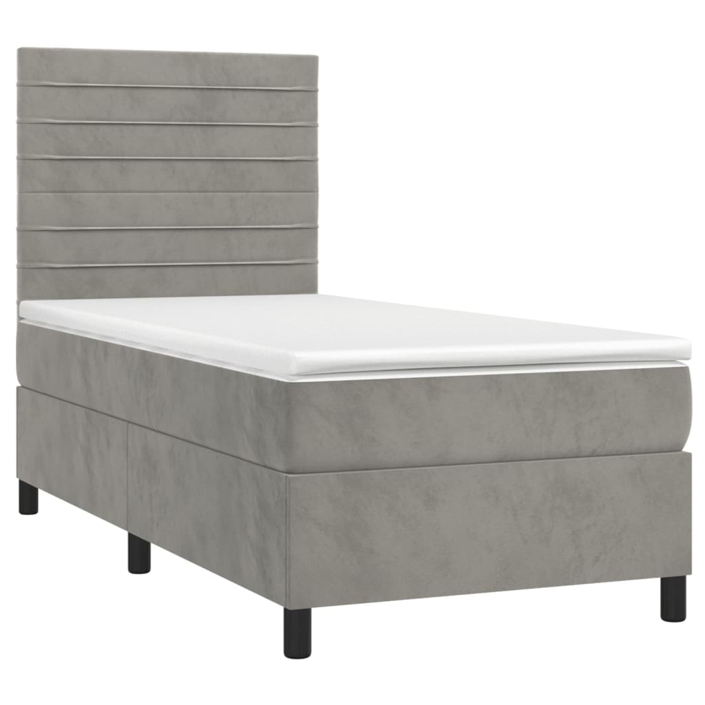 vidaXL Κρεβάτι Boxspring με Στρώμα Ανοιχτό Γκρι 80x200 εκ. Βελούδινο