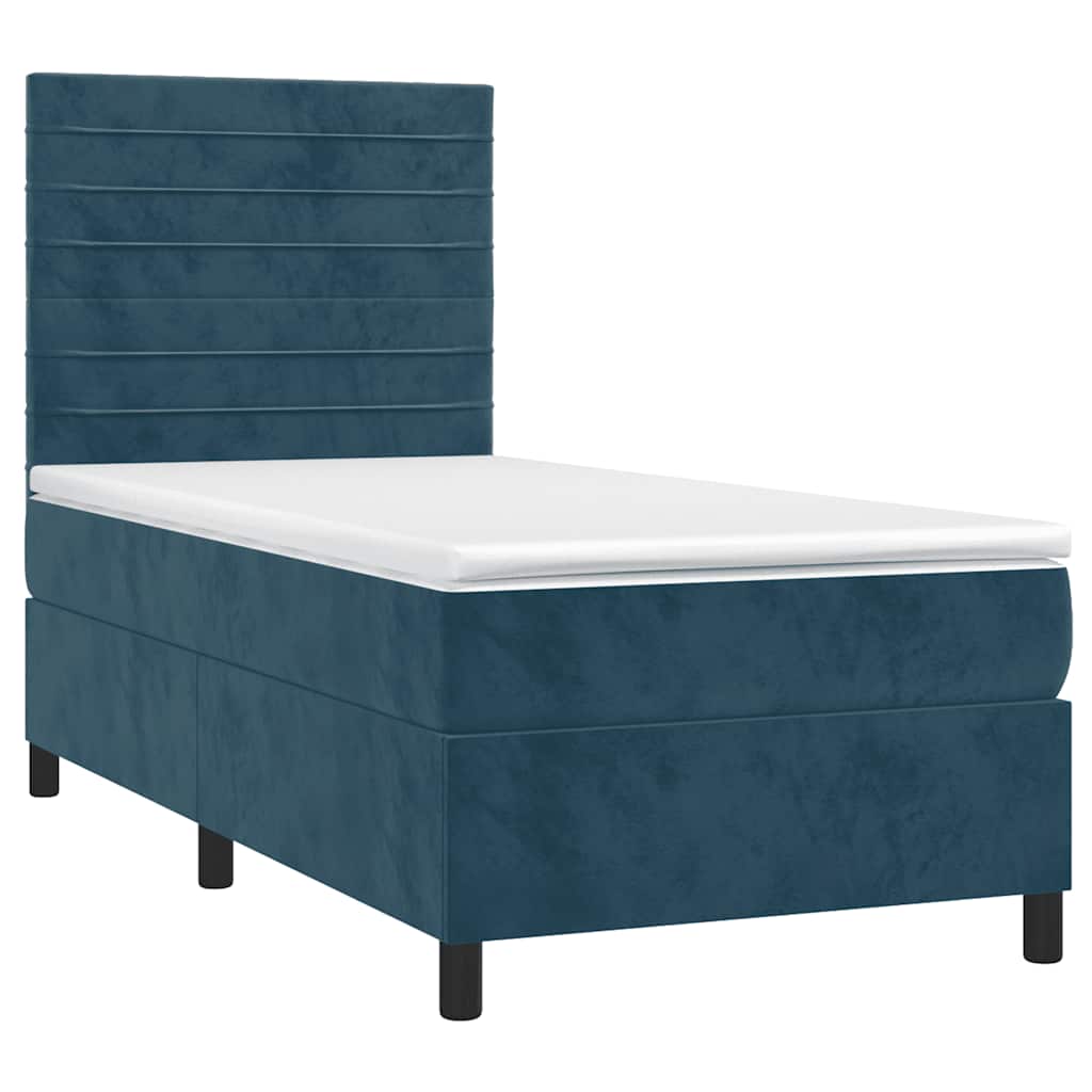 vidaXL Κρεβάτι Boxspring με Στρώμα Σκούρο Μπλε 80 x 200 εκ. Βελούδινο