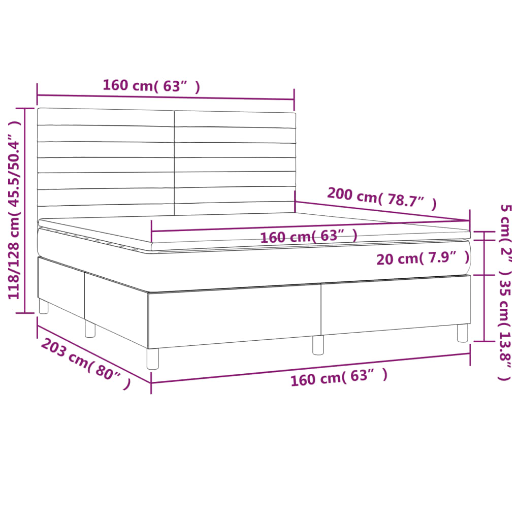 vidaXL Κρεβάτι Boxspring με Στρώμα Ροζ 160x200 εκ. Βελούδινο