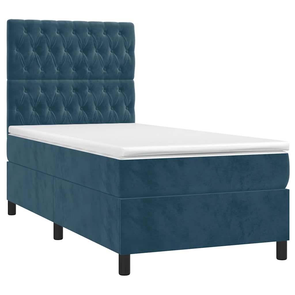 vidaXL Κρεβάτι Boxspring με Στρώμα Σκούρο Μπλε 80 x 200 εκ. Βελούδινο