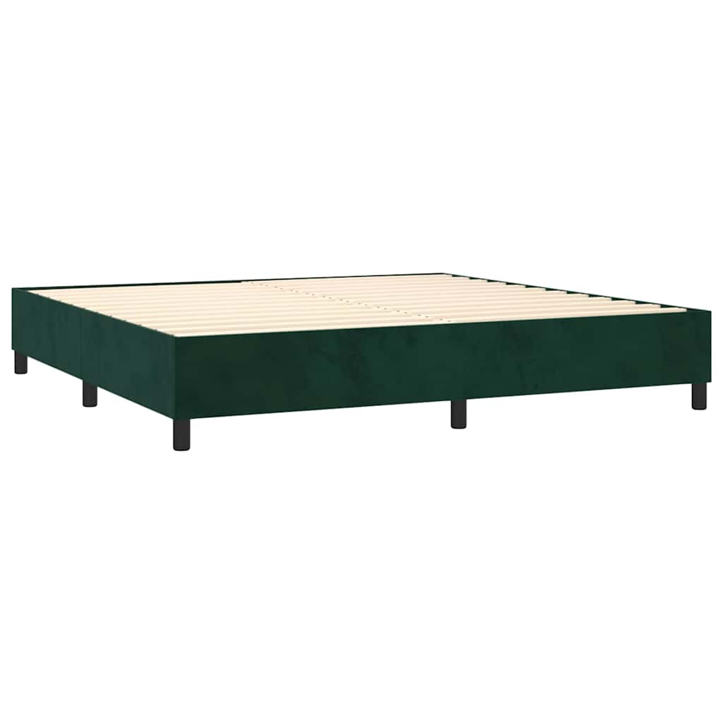 vidaXL Κρεβάτι Boxspring με Στρώμα Σκούρο Πράσινο 200x200εκ. Βελούδινο
