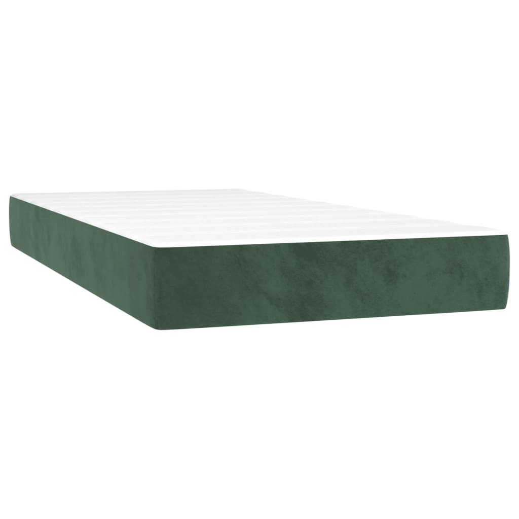 vidaXL Κρεβάτι Boxspring με Στρώμα Σκούρο Πράσινο 80x200 εκ. Βελούδινο