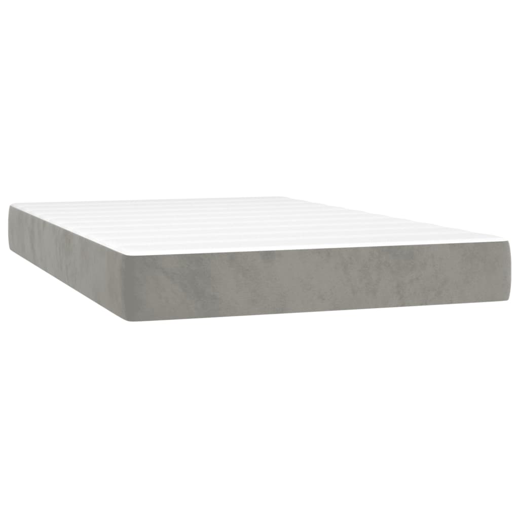 vidaXL Κρεβάτι Boxspring με Στρώμα Ανοιχτό Γκρι 120x200 εκ. Βελούδινο