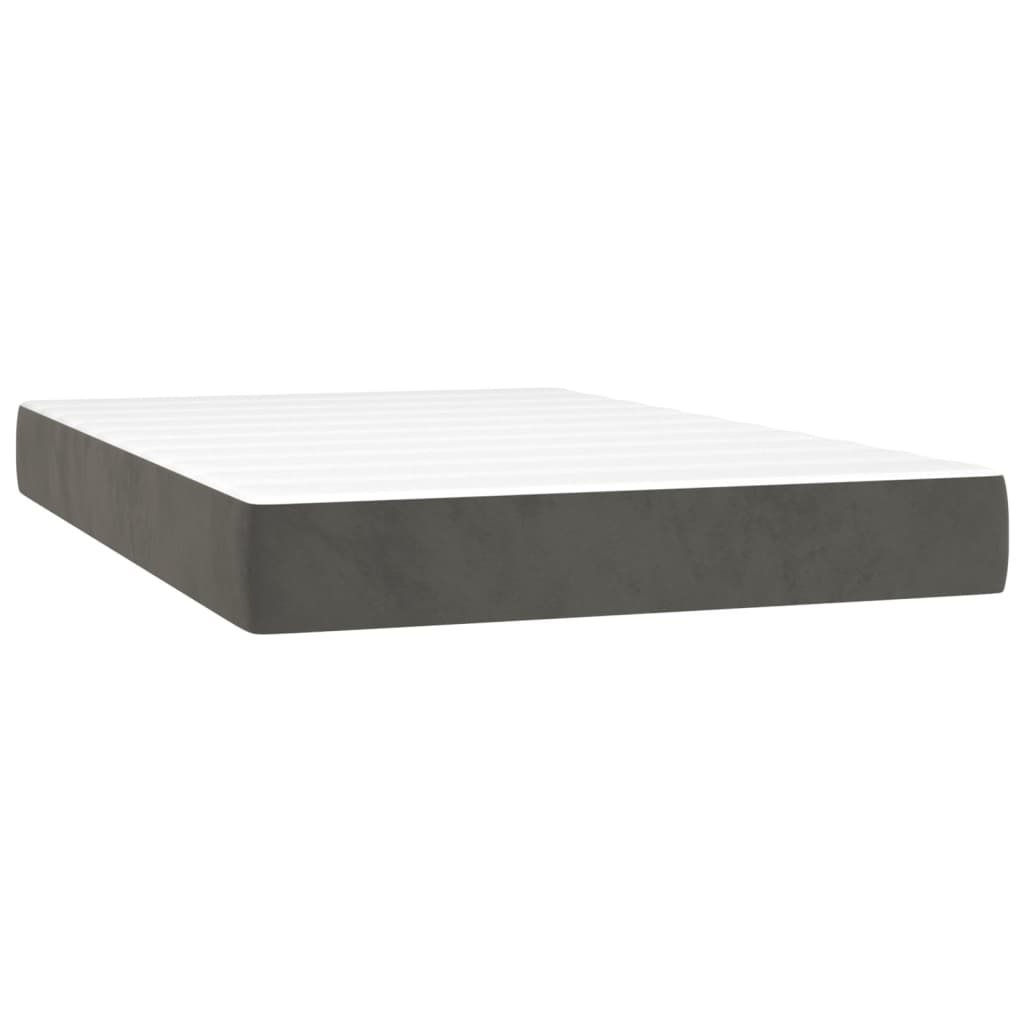 vidaXL Κρεβάτι Boxspring με Στρώμα Σκούρο Γκρι 120x200 εκ. Βελούδινο